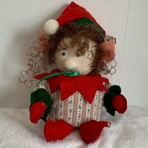 Vintage Tacky Homemade Red & Green Holiday Elf Decor